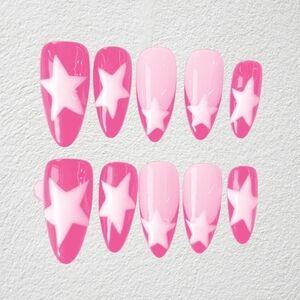 Pink Star Nail Set Press On Nails